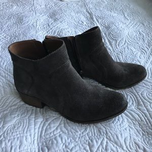 Lucky Brand Charcoal Gray Suede Booties